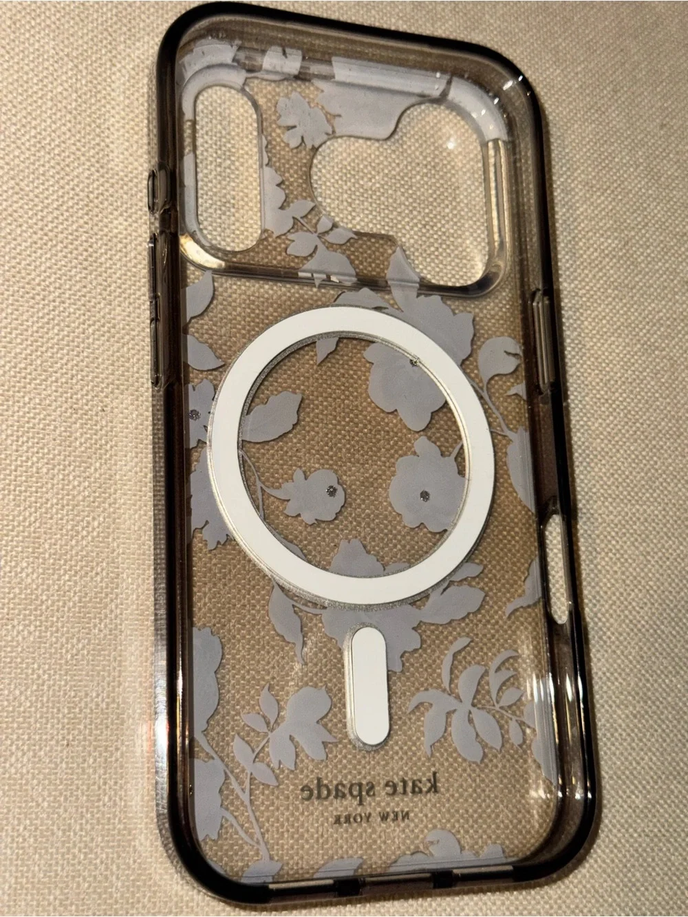 kate spade Floral Clear iPhone Case with Pink and Gold Accents